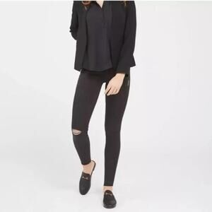 Vintage Spanx Skinny Stretch Black Denim Distressed Jeans